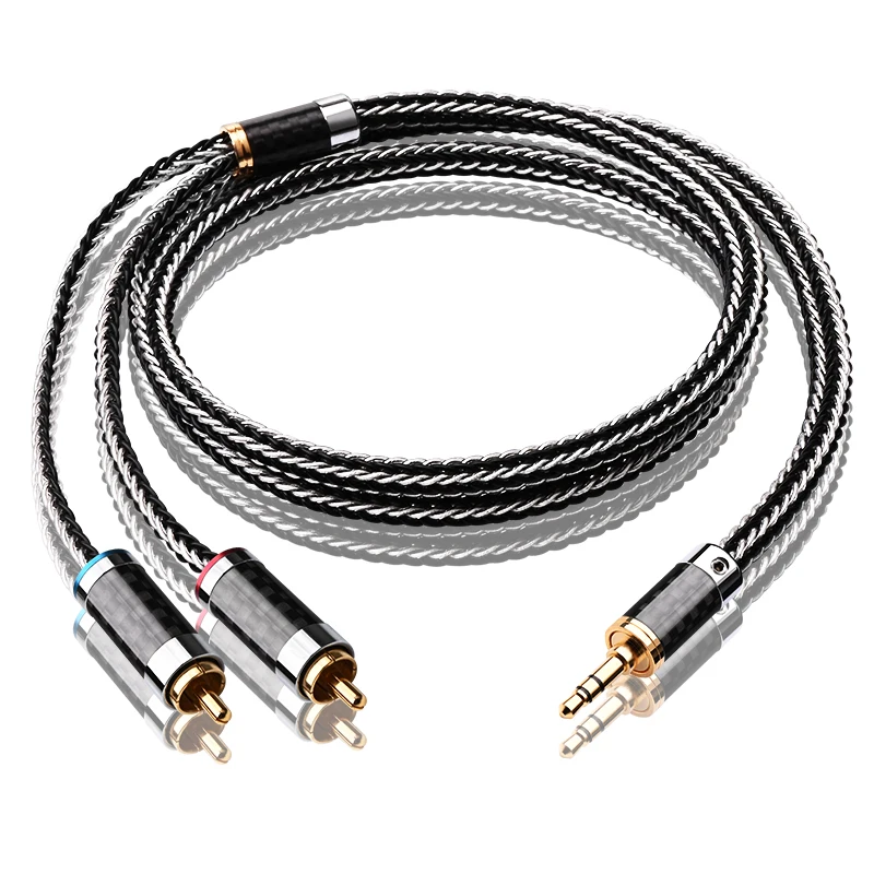 Hifi 3.5mm to 2RCA Cable Silver-plated OCC Aux 3.5 Y Splitter Stereo Audio Cable for Connect Phone MP3 PC to Amplifier Speaker