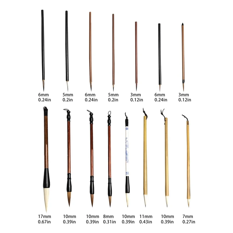 Set di pennelli per calligrafia cinese, pennelli per scrittura cinese da 15 pezzi con portapenne in bambù Pennelli per inchiostro per pittura giapponese-ABFB