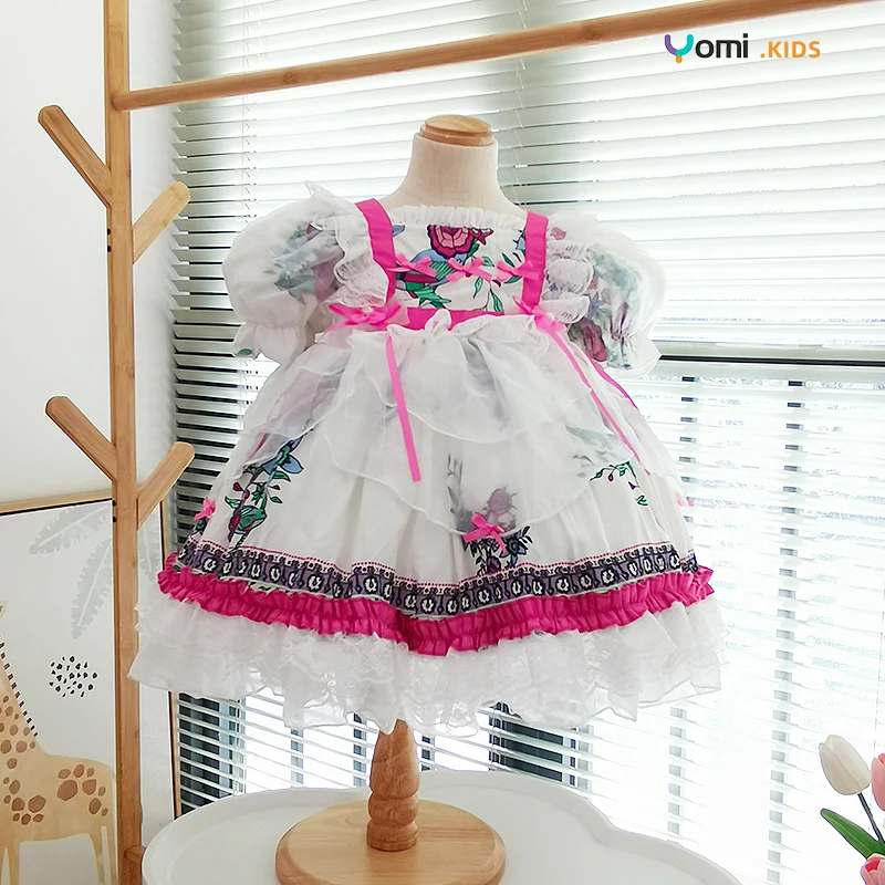 Summer New Arrvals Turky Girl Princess Dress Little Girl Sweet Floral Tutu Dress Handmade Boutique High Quality Dress