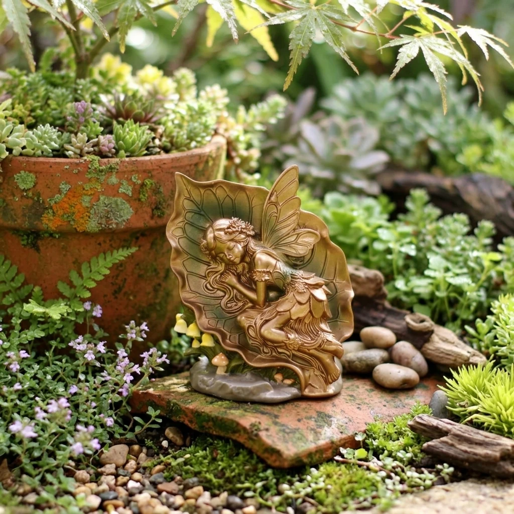 Resin Flower Fairy Statue For Outdoor Garden Decoration Weatherproof Hand-Painted Courtyard Ornament