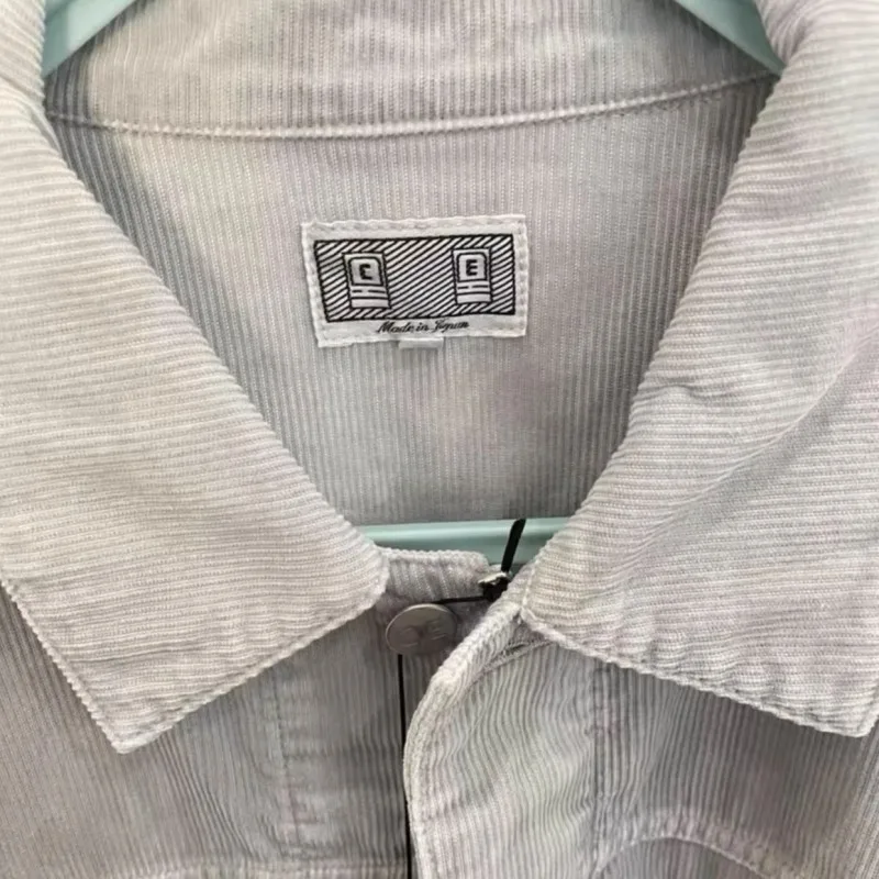 Grey Wax Printed CAVEMPT Jackets Men Women Winter Corduroy Coats Loose Street Zipper Pocket Lapel Long Sleeved CE Cardigan