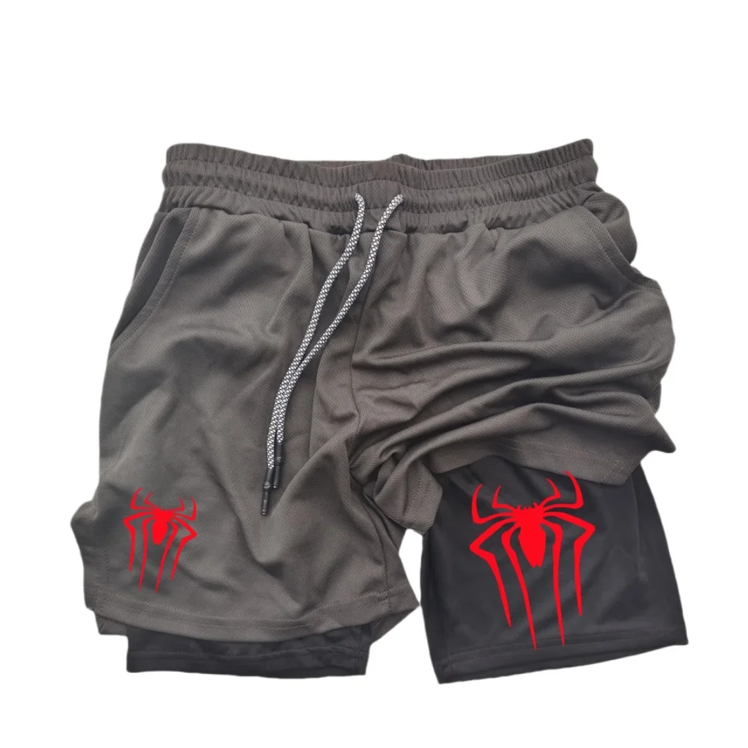 Calções de compressão com estampa aranha masculina, treino atlético, secagem rápida, respirável com bolsos, Y2K, 5 \