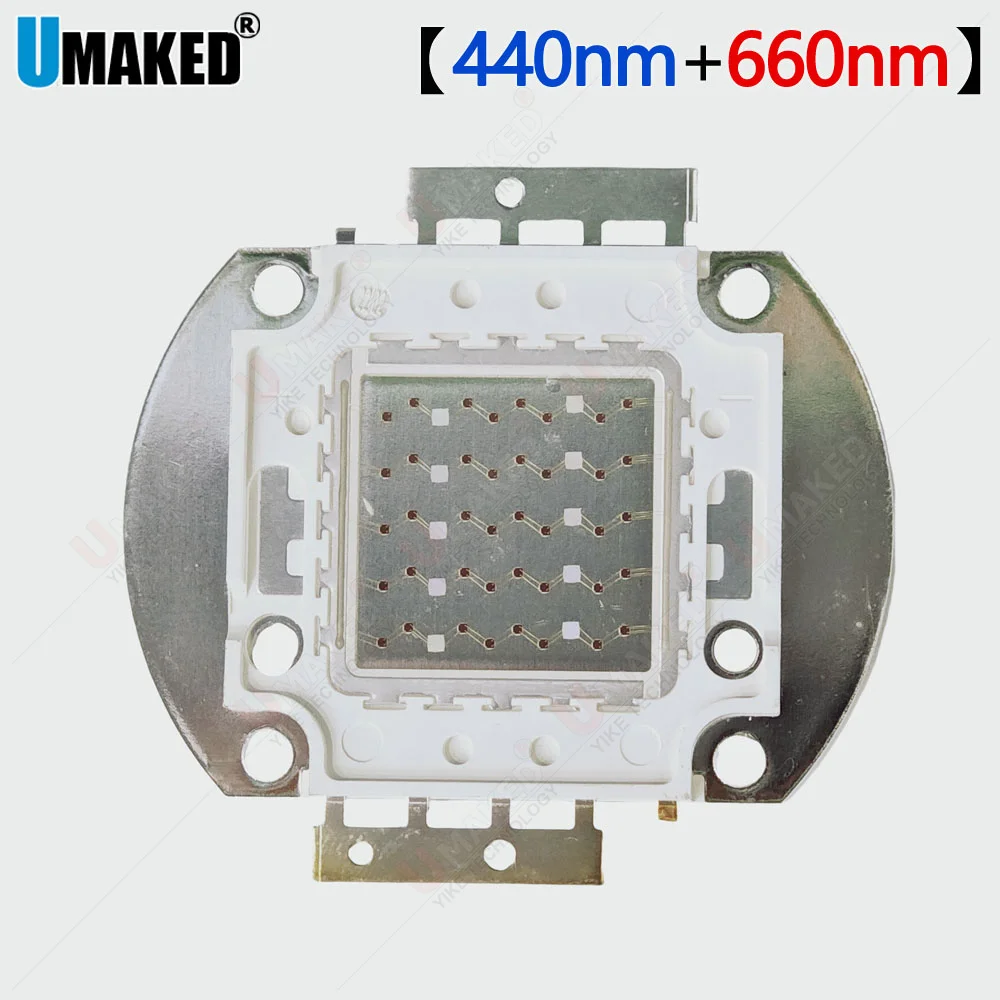 1pc 50W 440nm+660nm High power LED Beads COB Chip 100W 30W 20W 10W  Floodlight Lamp Spot grow Light COB Chips for plant lamp