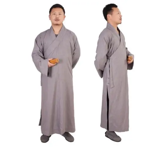 Men Women Cotton Buddhist Robe Frock Buddhism Long Meditation Clothing Monk