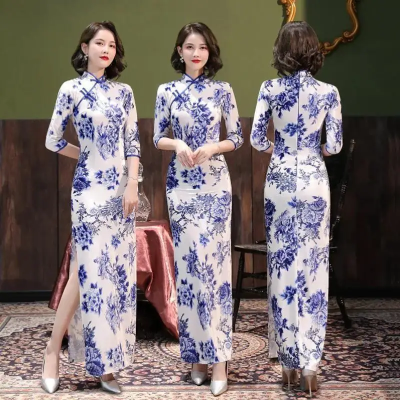 

Ele Casual Sportswear Set for Men Blue And White Porcelain Design Trendy Autumn Outfit T-irt Svel Top orts