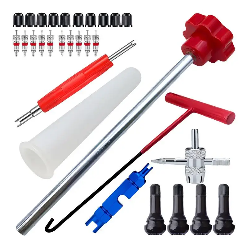 Tire Repair Valve Tool 30Pieces Tire Installer Tool Valve Remover Tool Quick Change Repair Tool Replacement T-Hook Car