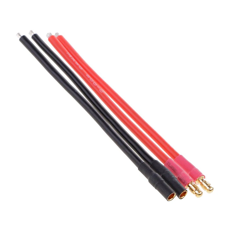 1 Pair 3.5mm Prewired Gold Banana Connectors 3.5mm Male Female Pigtail Charge Cable Silicone Wire Lead 16AWG100mm