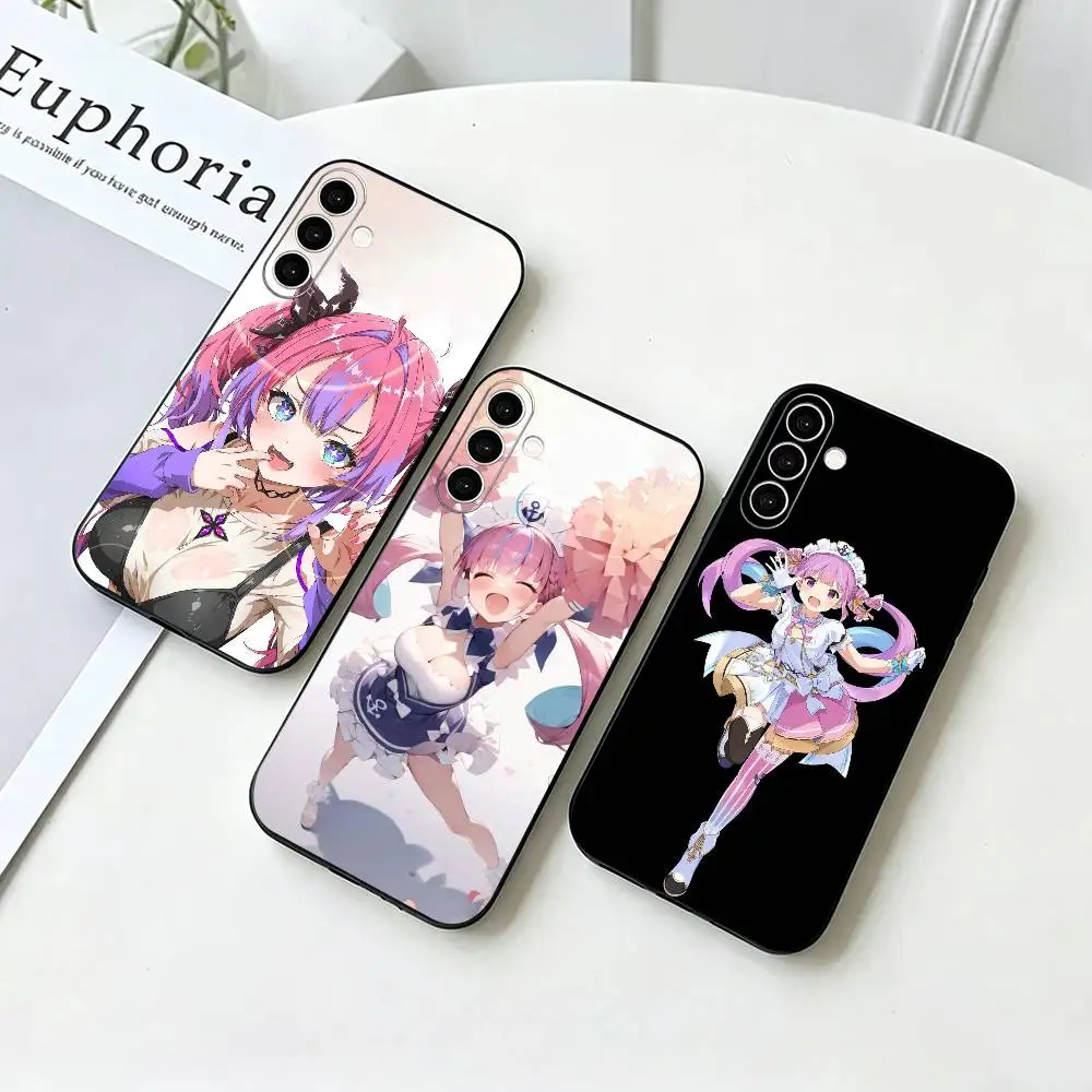 Minato Cartoon Aqua  Phone Case Black Silicone Soft For Samsung Galaxy A73,A72,A71,A70,A53,A52,A51