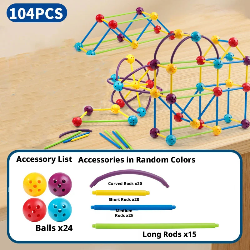 Creative Fort Building Blocks Indoor Toys Kit, DIY Educational Building Solid Geometry Assembled Toys, Parent-child Games Gift
