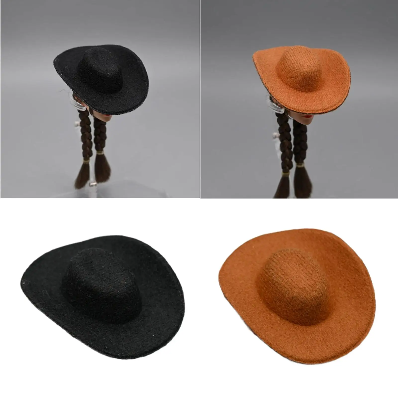 Cappello da cowboy in scala 1:6 Accessorio per action figure Decorazione fai da te Artigianato Fai finta di giocare Cappello occidentale in miniatura decorativo per gli amici