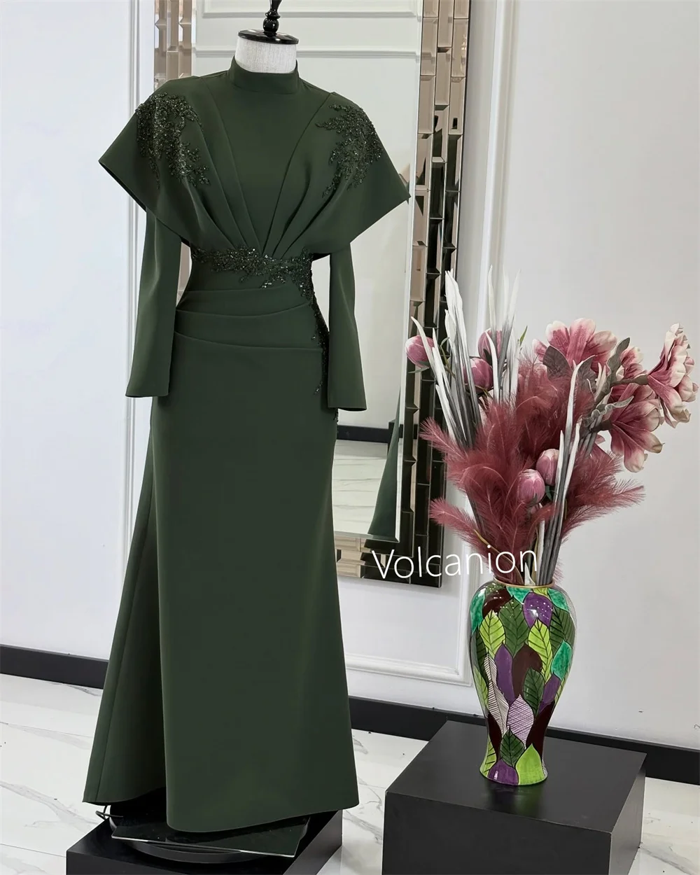 Индивидуальные длинные платья трапециевидной формы со стразами и высоким воротником на заказ, доступны размеры в китайском стиле в стиле ретро