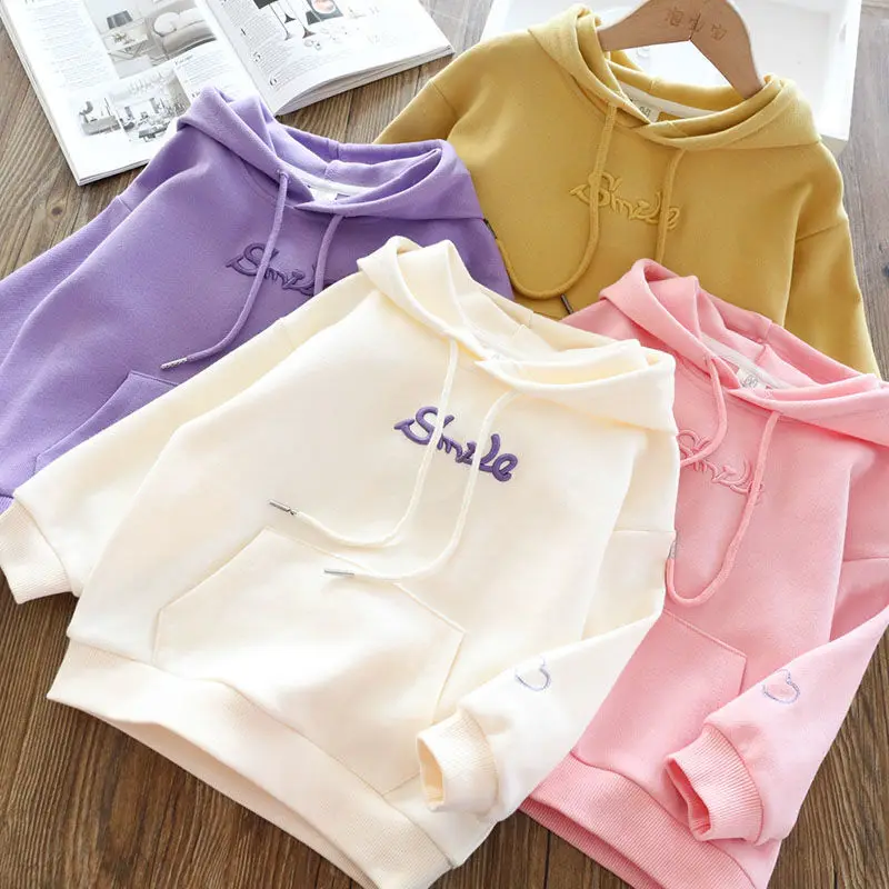 

Girl's Hooded Sweatshirt Medium and Large Children's Long Sleeves Top 2022 Spring and Autumn Girl Casual