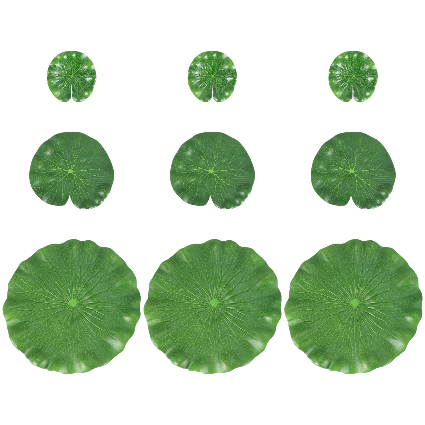 Pack Of 9 Artificial Floating Foam Lotus Leaves Water Lily Pads Ornaments Green | Perfect for Patio Koi Fish Pond Pool Aquarium