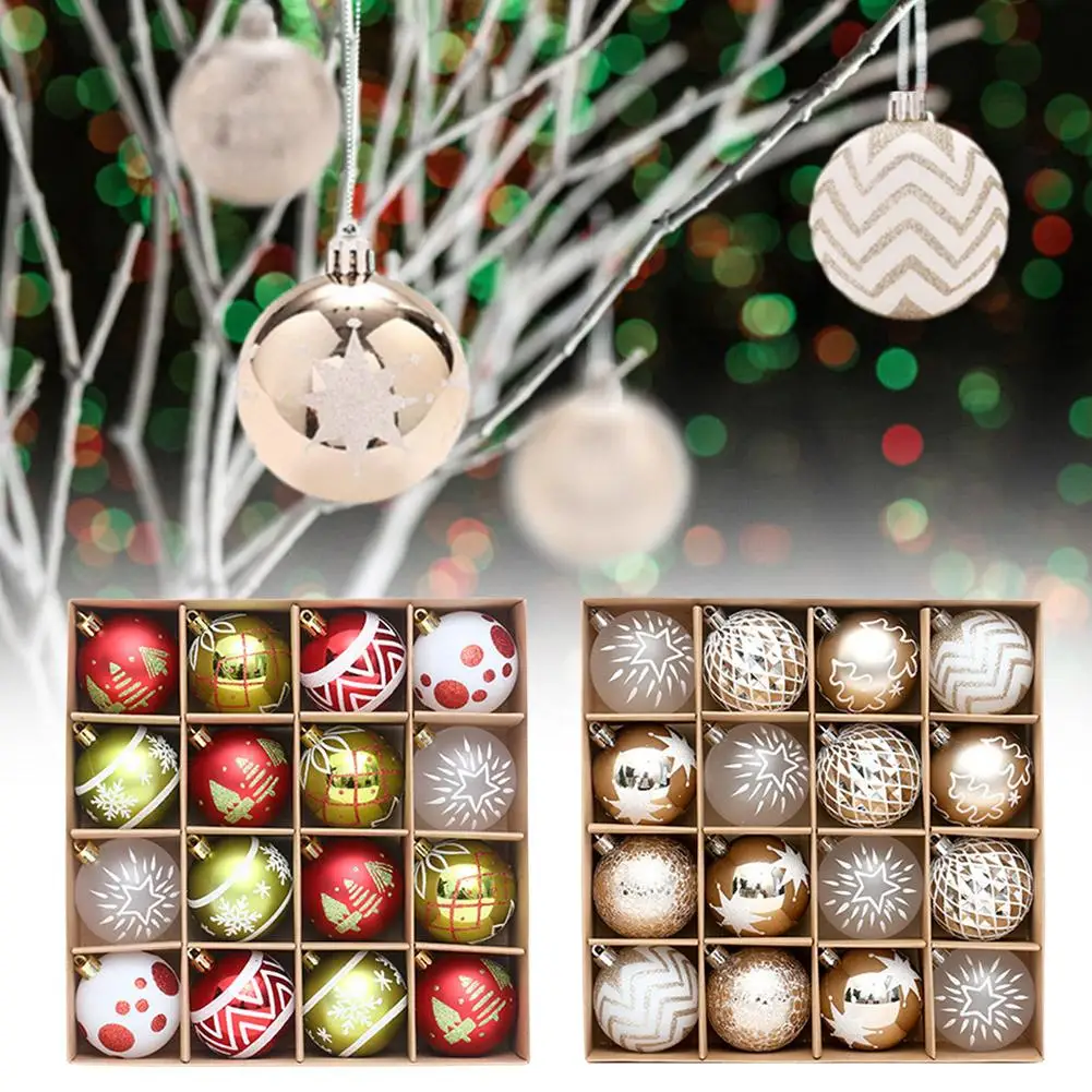 16 Champagne Gold And White Christmas Balls Christmas Decorations Christmas Tree Decorations Home Party Pendants Ball J9f1