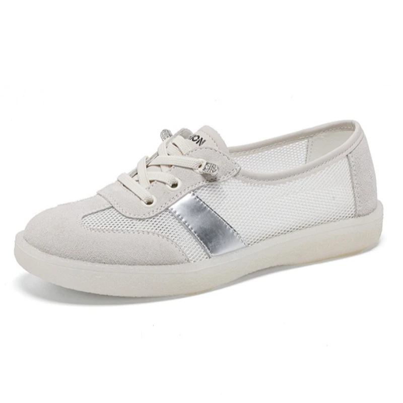 

CICIYANG Women's Large Size Mesh Sneakers 2026 Summer New Cowhide Soft-soled German Training Shoes for Women Flat Female Shoes