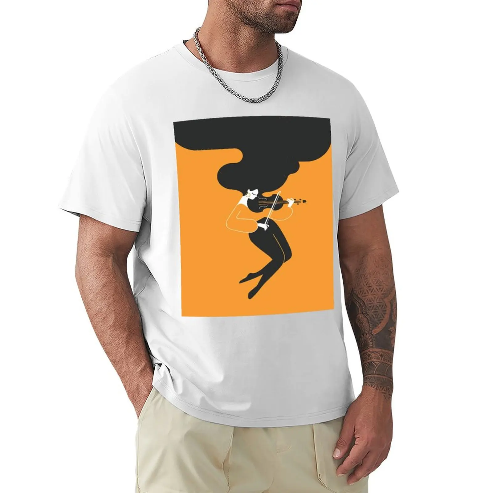 Abstract Painting of a Cellist T-shirt new edition funnys oversized mens white t shirts