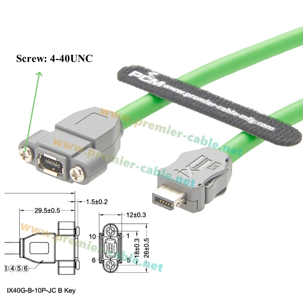 IX B Key Male to Female Extension Cable 10Gbps Cat6A Shielded Machine Vision Cable IX Type B Screw Panel Mount Inline Jack