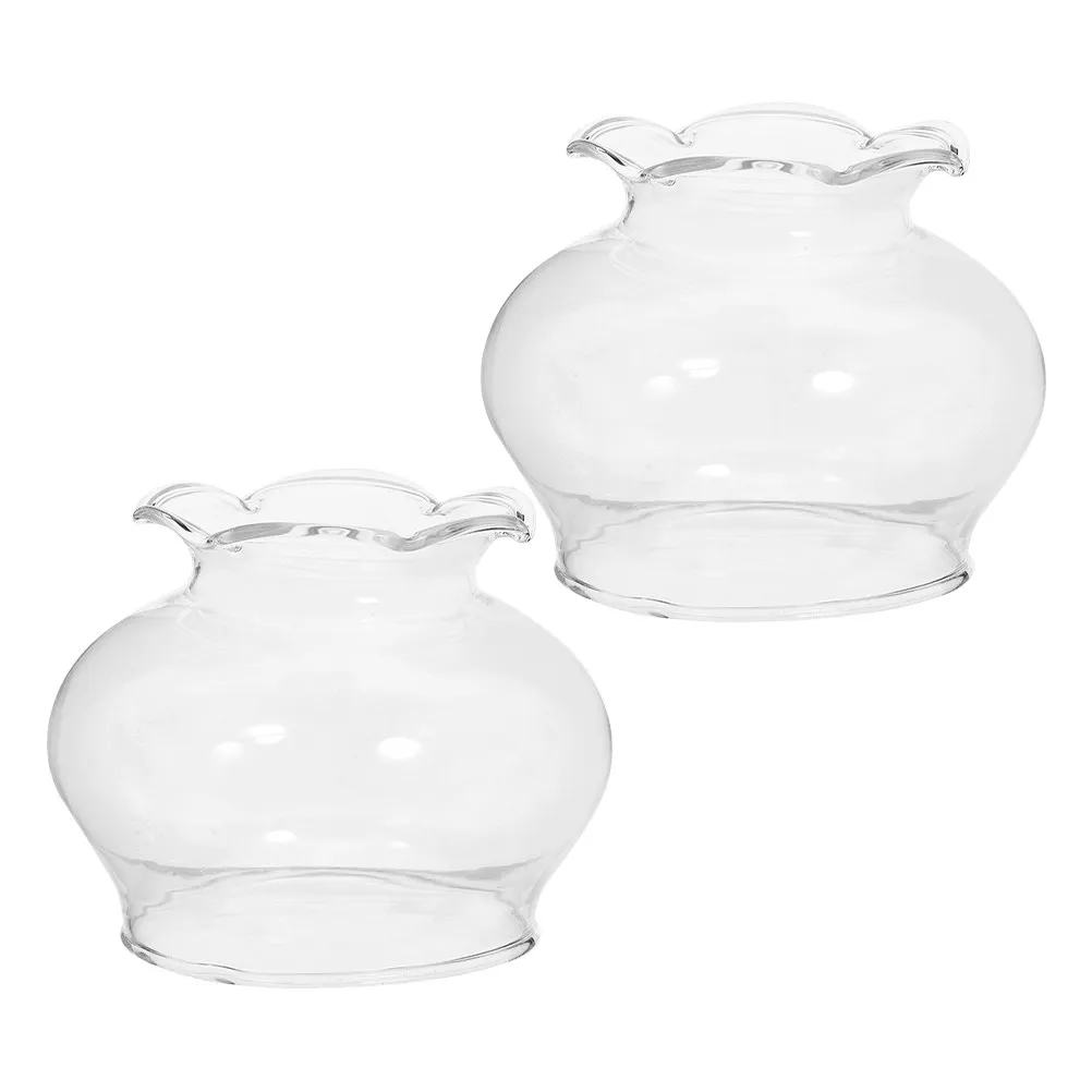 2Pcs Windproof Oil Lamp Shade Thickened Glass Chimney Lamp Cover Adjustable Light Clear Glass Lampshades for Indoor
