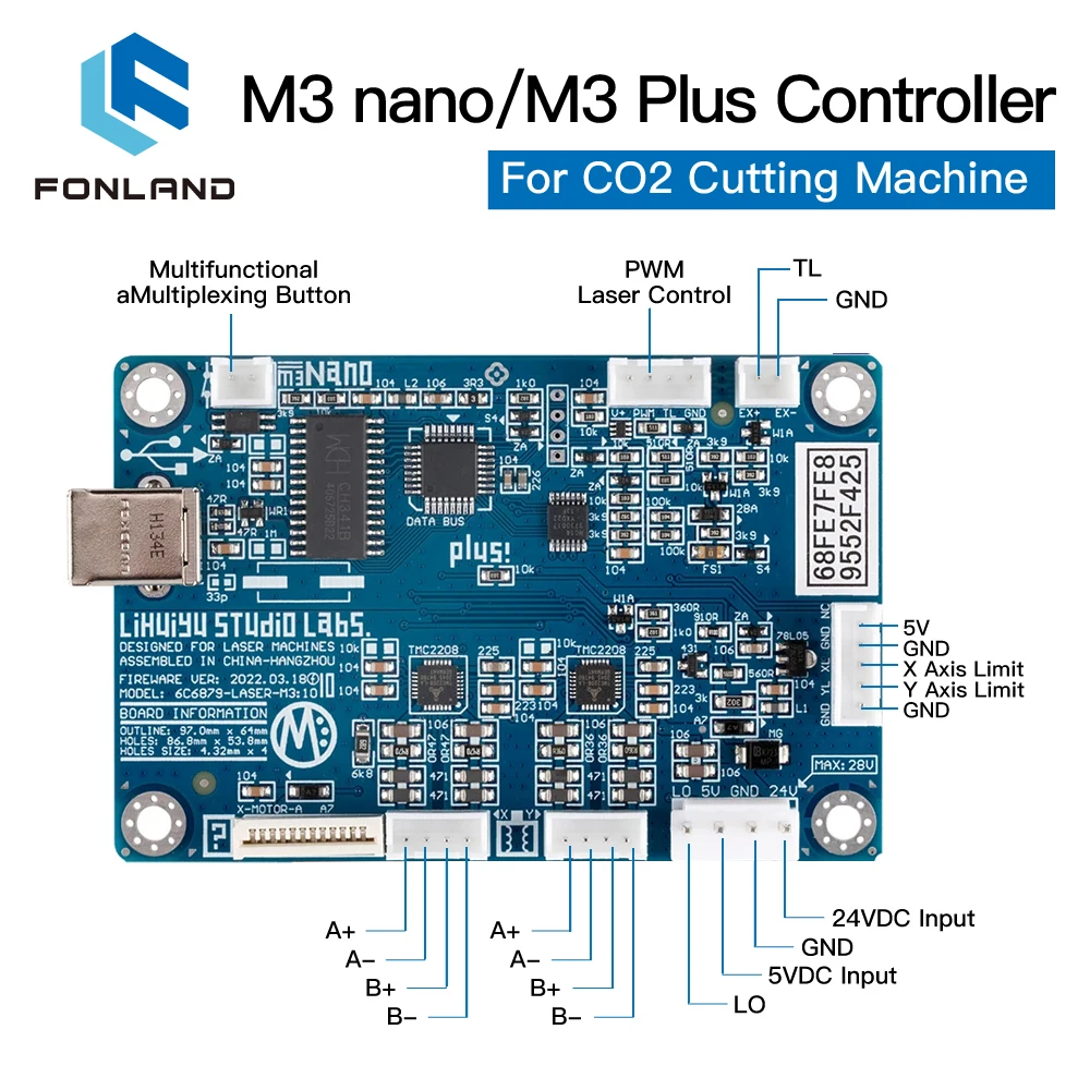 Fonland LIHUIYU M3 PLUS Nano Laser Controller Main Mother Board System M2 Upgrade 2025 Version With Cables Co2 Engraver Machine