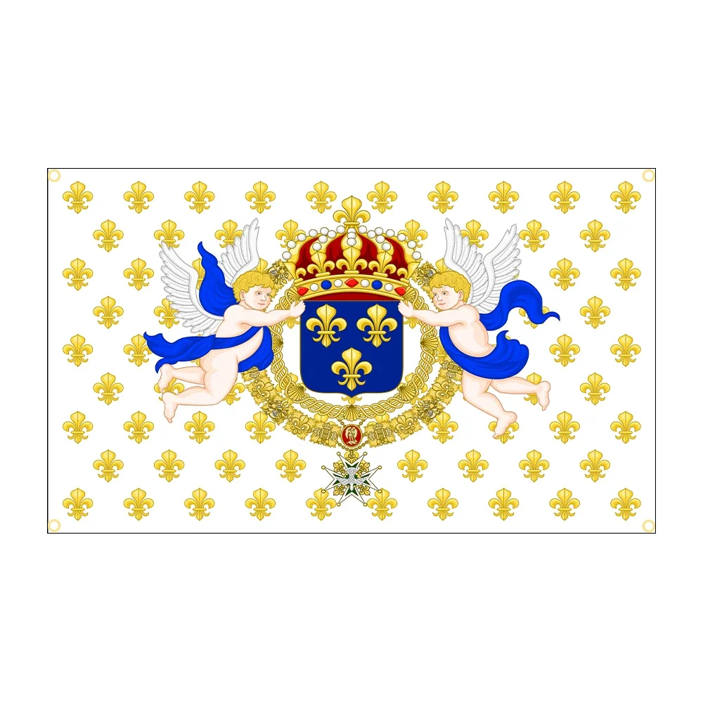 FLAGDOM 90X150CM France Royal Banners and Ensigns Flag King Louis XIV 3X5FT  Printed France History Flag Banner For Decor