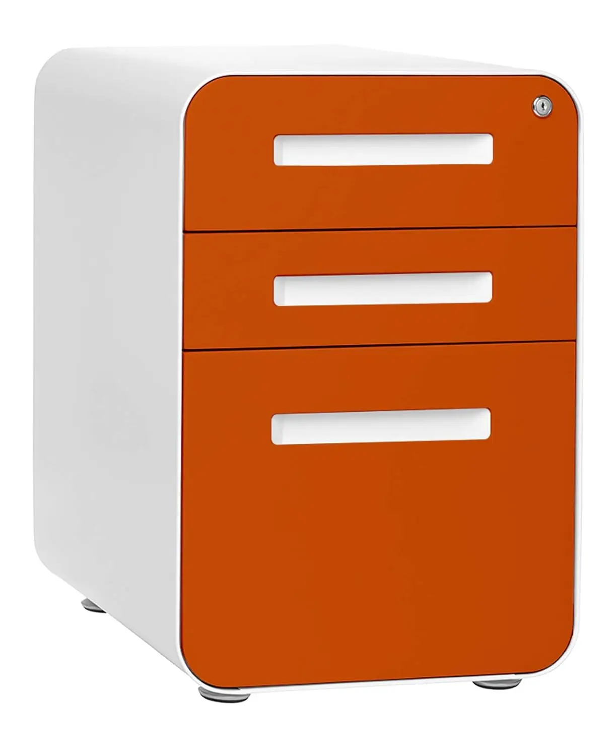 3 Drawer Metal File Cabinet with Lock Under Desk Legal Letter Folders Wheels Feet Pre-Assembled Orange, Customized