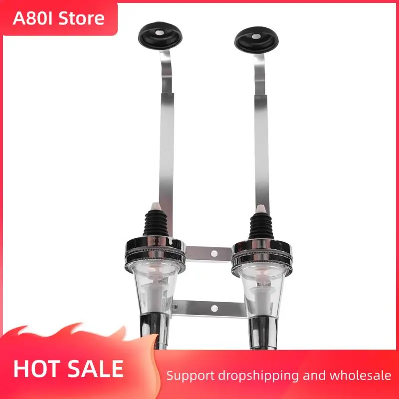 

A80I 2 Bottles Wine Alcohol Shot Dispenser Pourer Rack Liquor Drinks Wall Bar Mounted