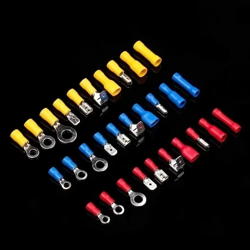Kfz Isolierter Elektrischer Steckverbinder Sortiment Set Verschiedene Crimpklemmen Stecker Buchse Flachstecker Ringgabel Gabel Stoßverbinder Ösenklemmen Satz für Kabel Reparatur Elektroinstallation Auto Motorrad Lkw E – Detail 2