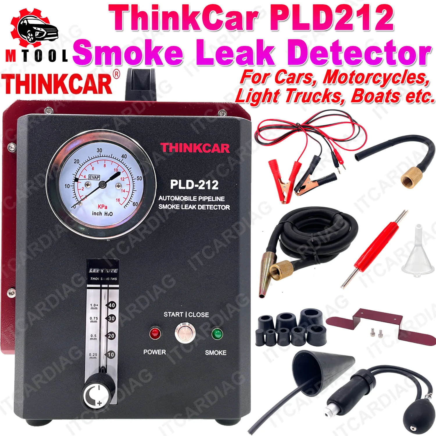 ThinkCar Auto Pipeline Car Smoke Leak Detector Analyzer PLD212 PLD 212 12V Automotive Support EVAP Leakage Locator & Turbo Mode