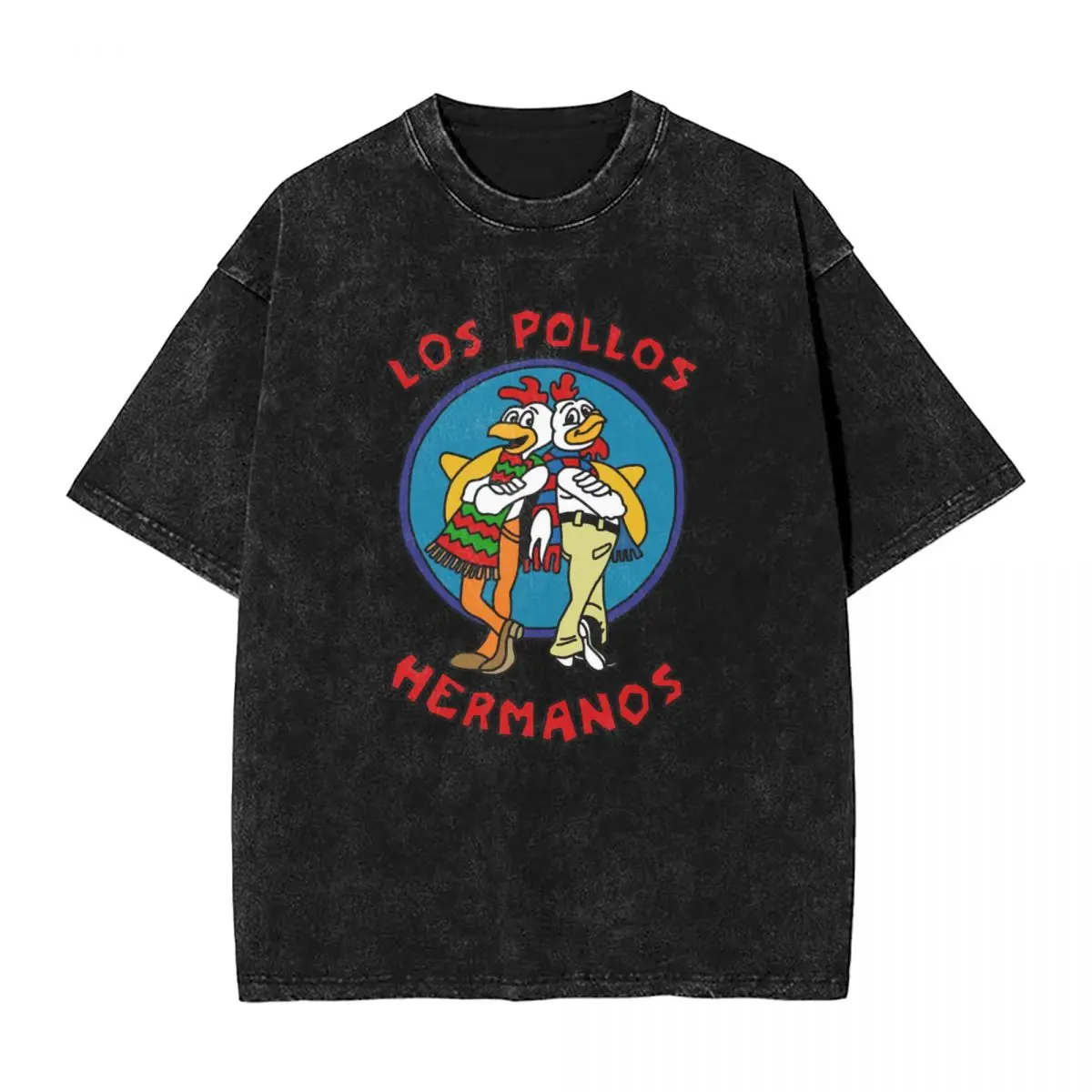 

Los Pollos Hermanos Breaking Bad Men Washed Hot stamping Print T-Shirt ,Harajuku Cotton Tshirt Men's Summer Short Sleeve Tees