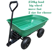 Four-wheeled hand-pulled cart flatbed truck trailer plastic tipping bucket  trolley agricultural push
