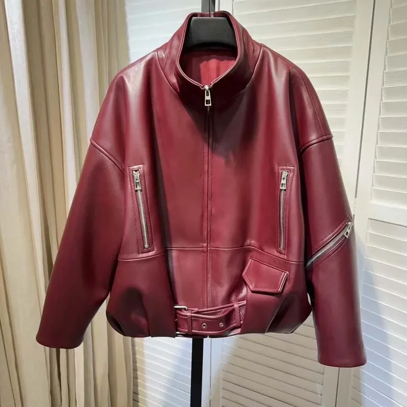 European Site Women Coat Spring And Autumn 2024 New Arrival Genuine Leather Jacket Loose Clothes Casual Style Short Length