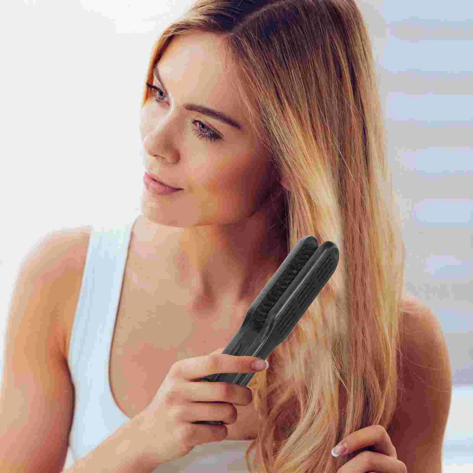 Anti Static Black V Shape Straightening Styling Comb Fast Accurate Ironing Protects Hair Health Fits All Hair Types