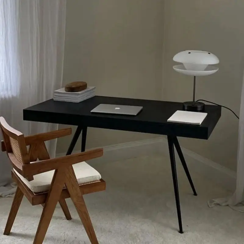 Italian minimalist Nordic writing desk is a simple modern desk in black oak color