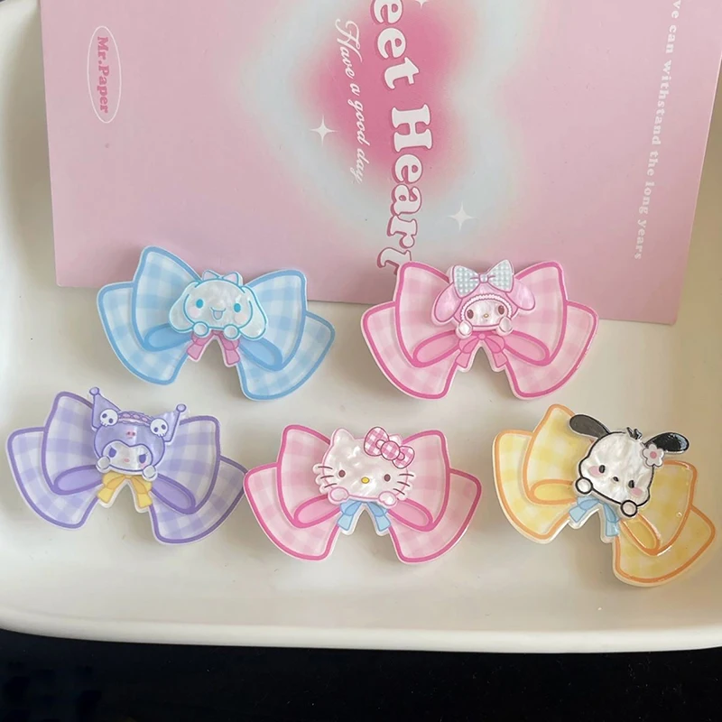 1PC Laser Bow Acrylic Cute Cartoon Sanrio Charm Jewelry Accessories Necklace Bracelet Earring Pendant DIY Craft Supplies