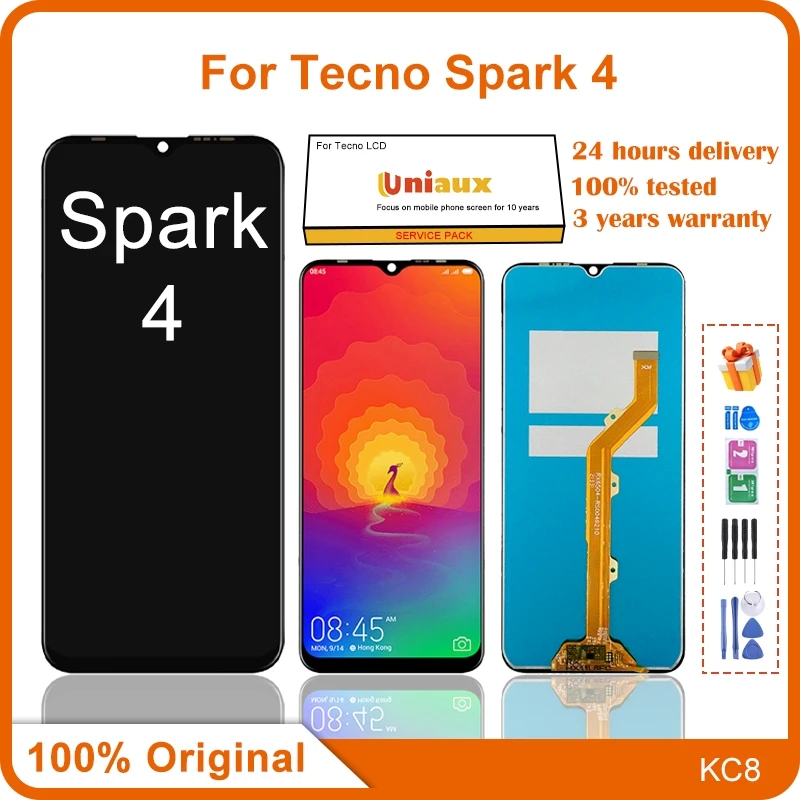 

6.52" Original For Tecno Spark 4 KC2 KC8 LCD Display Touch Screen Digitizer Assembly New Tecno KC8 LCD Repair Replacement Parts