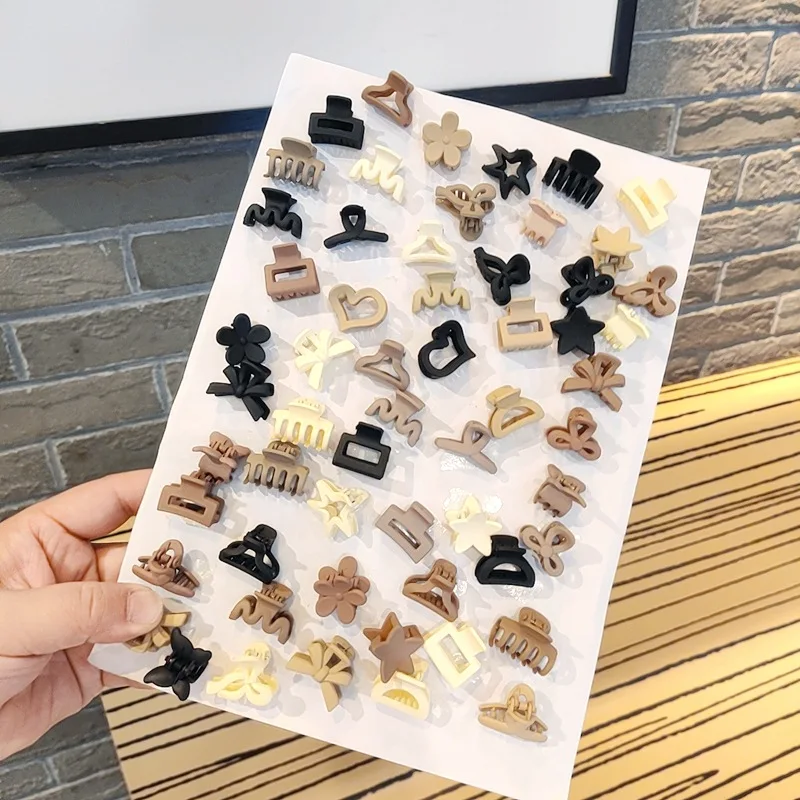 10Pcs/set Small Flower Hair Claw Clips for Women Girls Matte Rectange Jaw Clips Semicircle Barrettes for Thin Hair