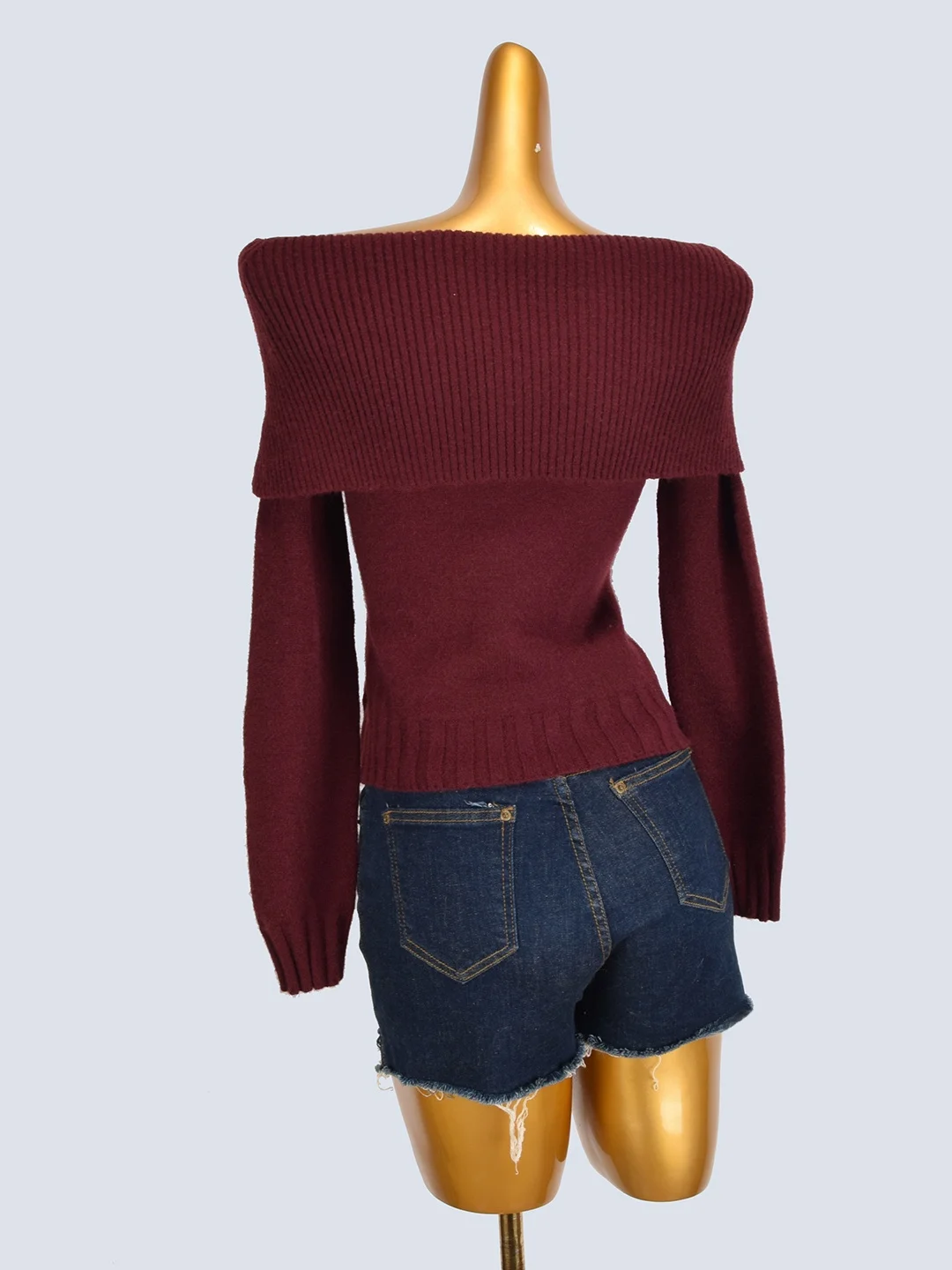 French Sle Slim Fit Long Sve Knitted oulder Bared Women's Top Trendy Base Layer irt Autumn Winter New Arrival