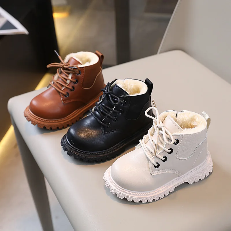 2026 New Kids Leather Chelsea Boots Waterproof Children Sneakers Toddler Snow Boots Girl Winter Shoe Boy Size 21-30