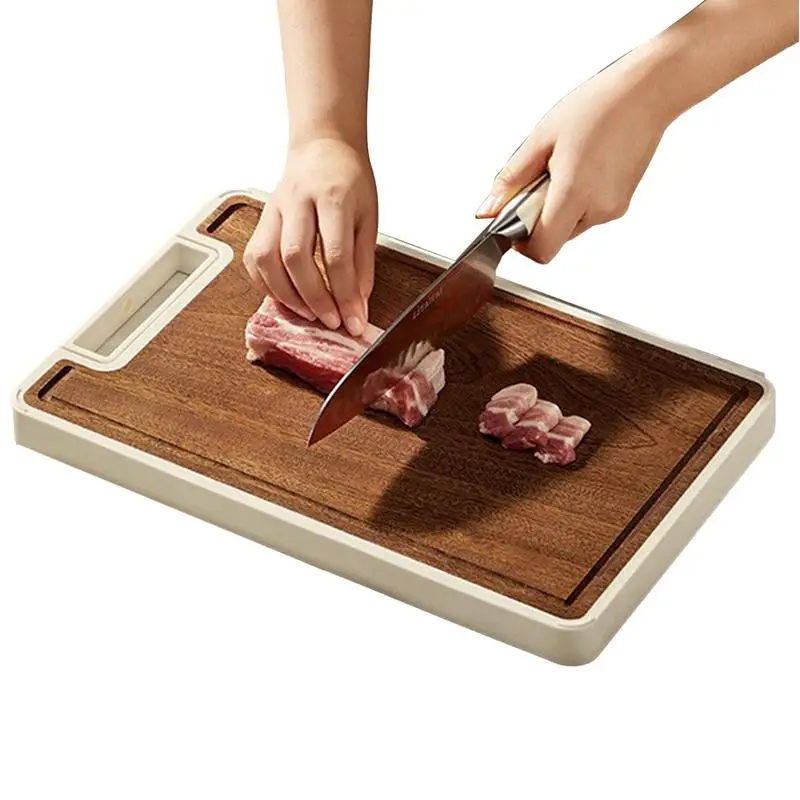 

Wood Chopping Boards with Handle Multifunctional Wooden Cutting Tray double sided Chopping Blocks for Home Kitchen Restaurant