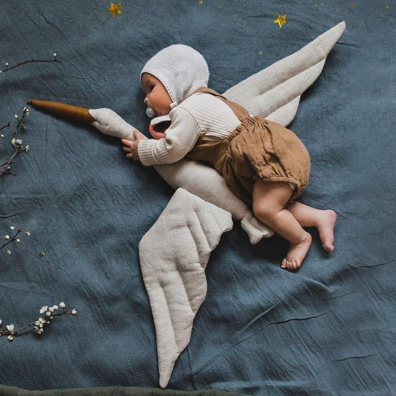 INS Nordic Style Baby Wall Hanging Swan Cartoon Stuffed Animal Plush Toy Bed Hanger Kids Gift Nursery Children Room Decor Photo