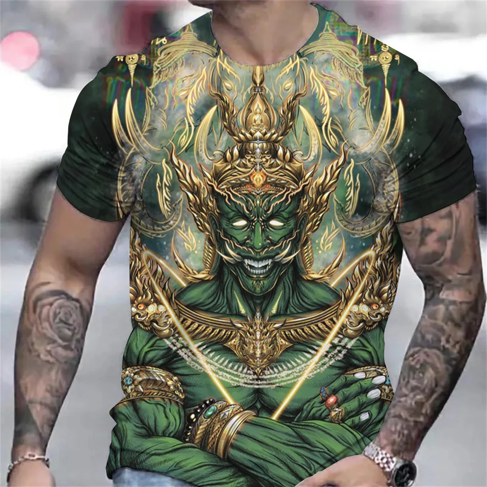 Vintage Samurai Print T-shirt Mens Japanese Anime Style Tshirt Fashion Street Plus Size Top Casual Summer Quick Dry Men Clothing