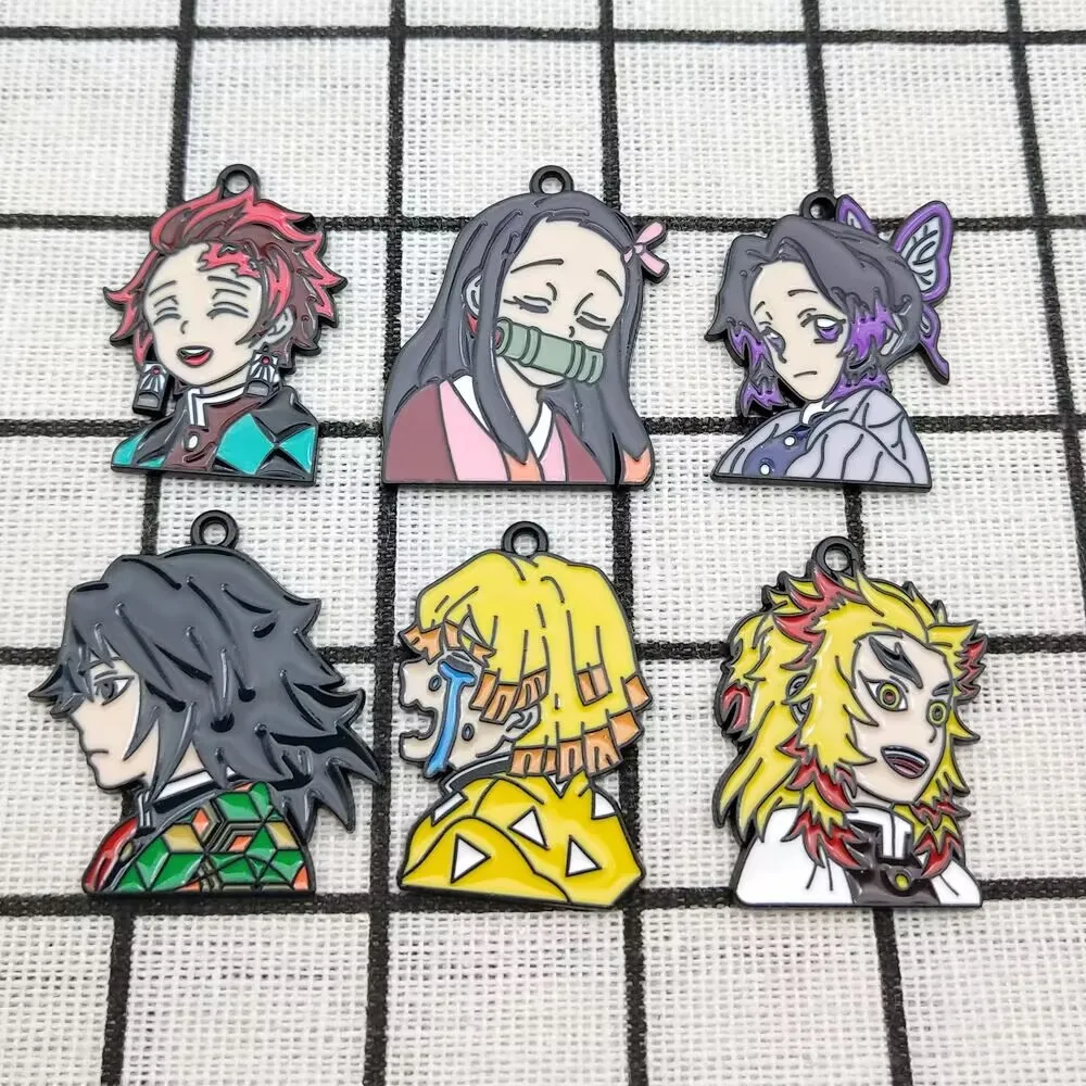 10 قطع شخصية كرتونية أقراط قلادة معدنية سحر قلادة المفاتيح DIY المواد اليدوية #2