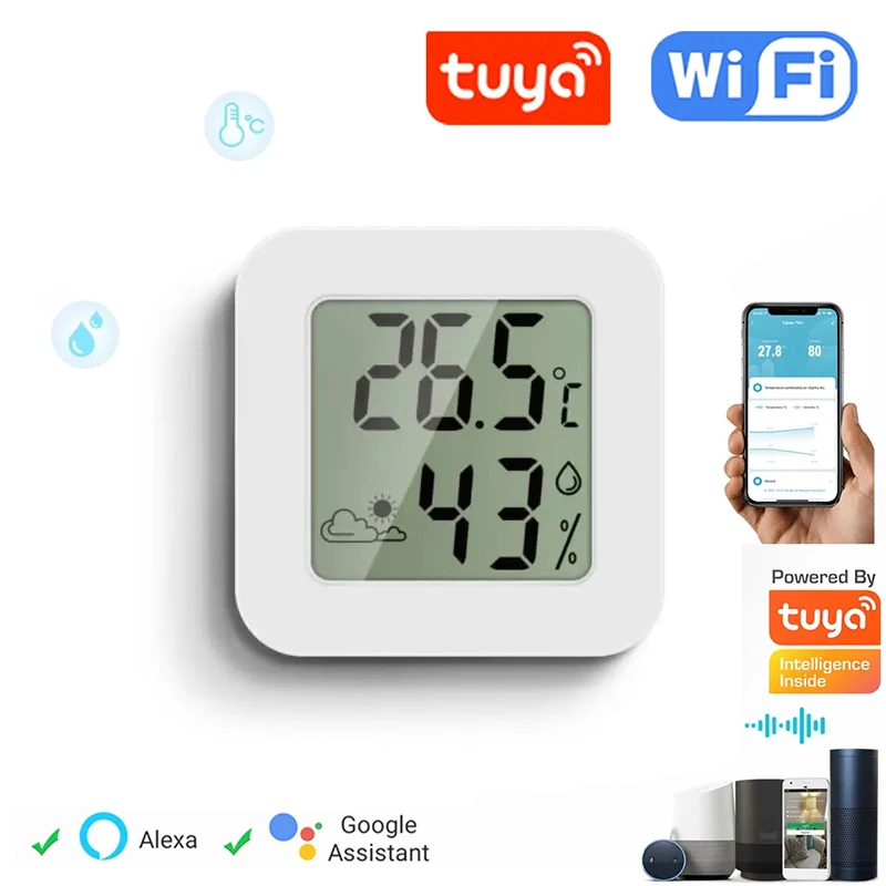 Tuya ZigBee Smart WIFI Temperature Humidity Sensor Indoor Hygrometer Thermometer Detector Smart Life Control With Google Home