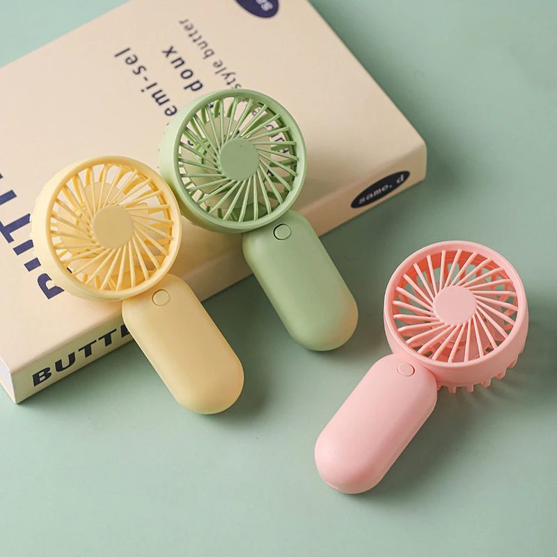 Colorful Portable Handheld Mini Fan AAA Battery Power Supply Mute Air Cooling Cooler For Summer Hot Trip Travel Home Office