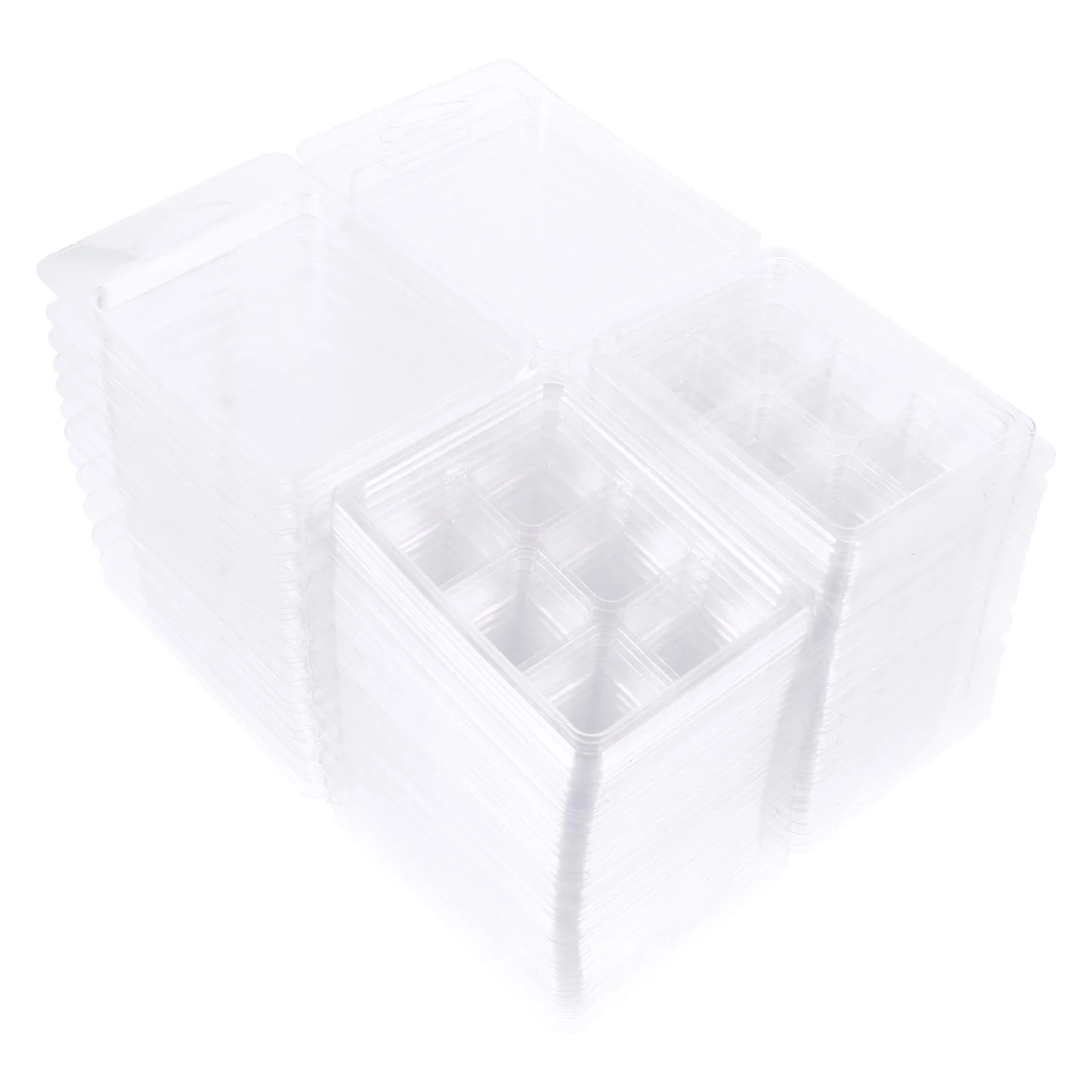 

50 Pcs Scented Mold Wax Cube Ice Trays Melt Clamshell Molds Containers Aromatherapy Soap