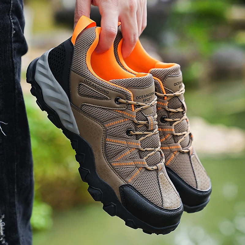 Men Casual Sneakers Hiking Trekking Shoes Camping Anti Slip Durable Comfortable Breathable Male Shoes Out Door Mantaining Boots