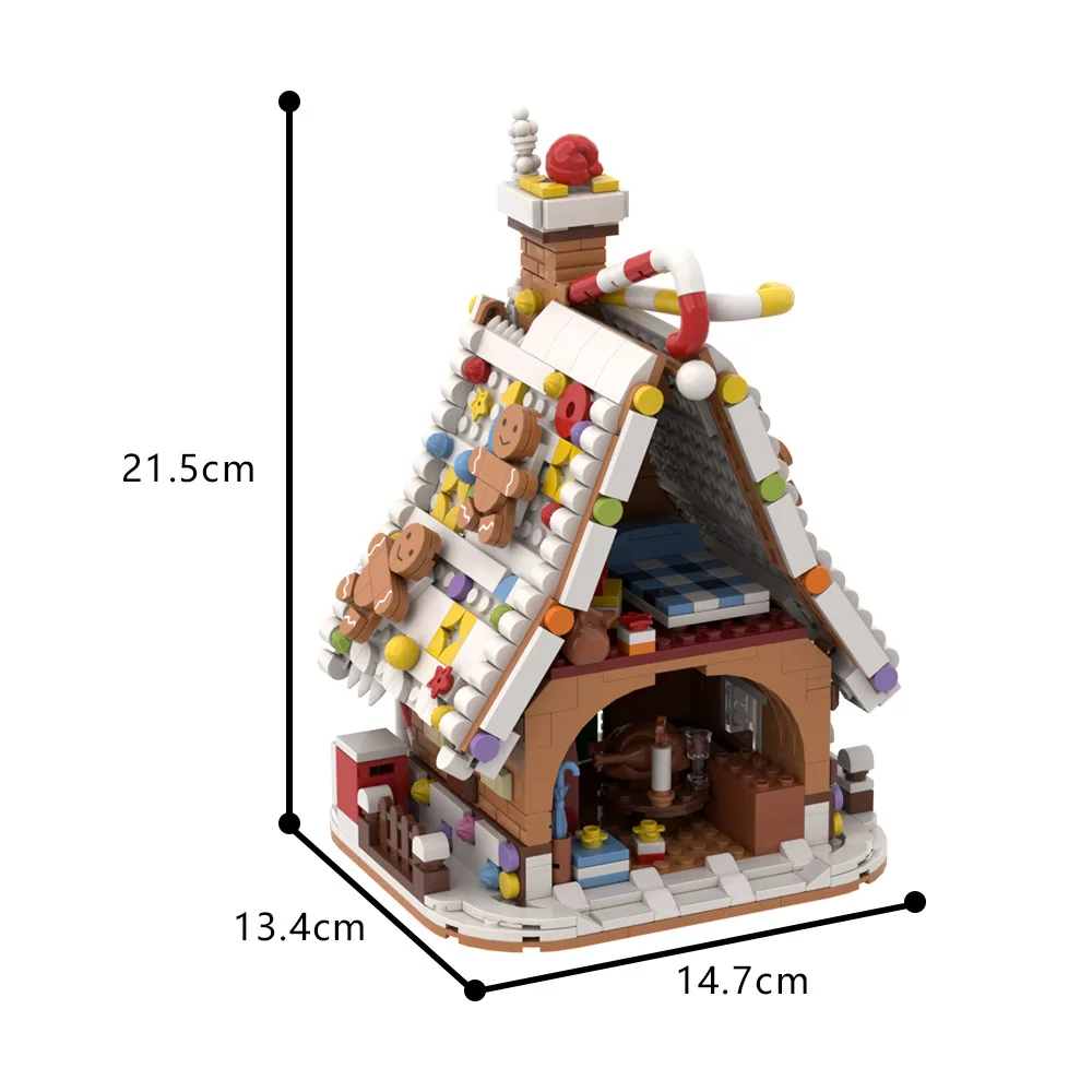 916PCS MOC Christms Gingerbread Candy House Building Blocks Set Street View Snowhouse Model Bricks Desktop Decor Toys Kid Gift