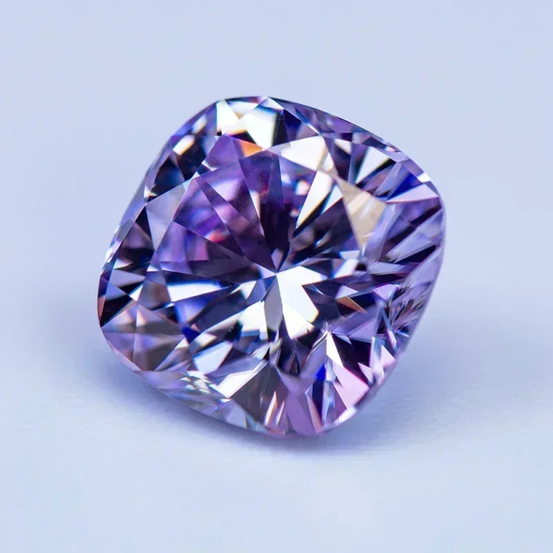 Pierre de moissanite taillée en coussin violet clair avec certificat GRA, breloques en pierres précieuses, bijoux avancés, matériaux exécutifs, document VVl's