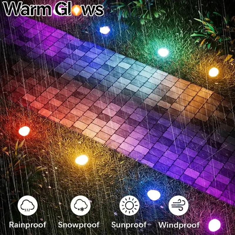 Solar Decorative Lamp Colorful Ground Lamp Outdoor Waterproof Portable Energy Saving Lantern Pebble Lawn Light Home Garden Lamp