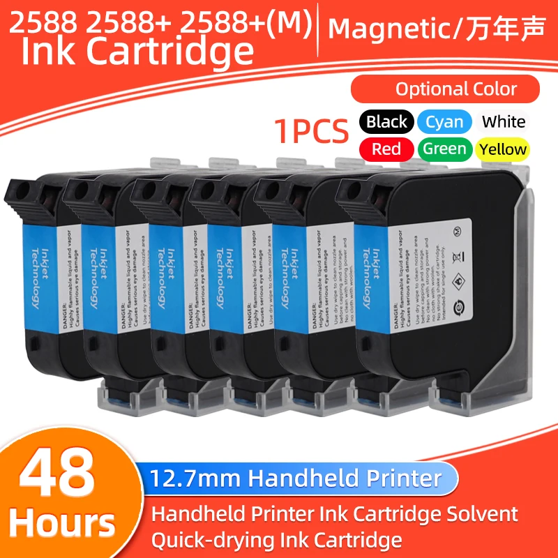 2588 JS12 42ML Black Red Blue Green Printer Ink Cartridge Quick-drying 12.7mm Print Height Universal for Handheld Inkjet Printer